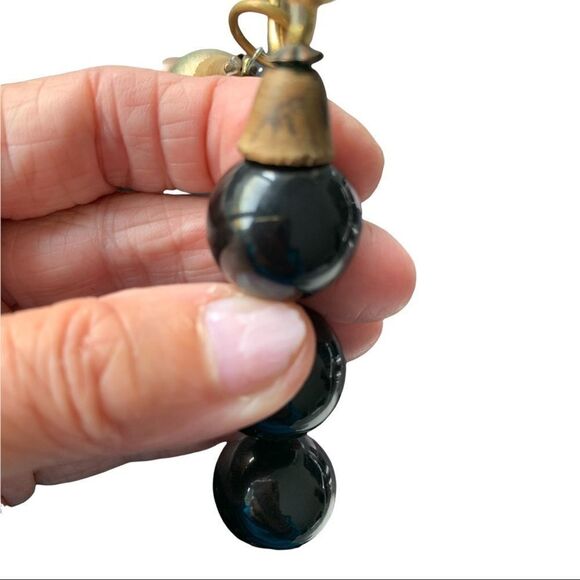 Large runway mixed metal copper silver black bead leaf necklace - Picture 13 of 16